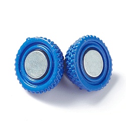 Brass Colored Magnetic Clasps with Loops, Round, Royal Blue, 19x12.5mm, Hole: 1mm(KK-H751-A02)