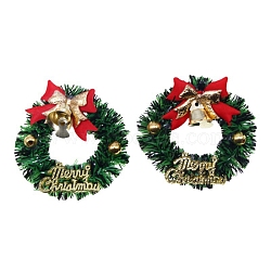 Doll House Mini Ornament, Plastic Christmas Home Decorations, Christmas Wreath, 60mm(MIMO-PW0003-135A)