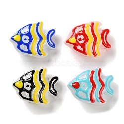 Handmade Lampwork Beads, Fish, Mixed Color, 18x22.5x10.5mm, Hole: 1.2mm(LAMP-S068-06A)