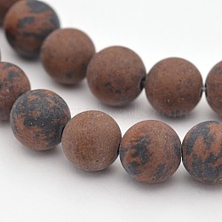 Natural Mahogany Obsidian Beads Strands, Frosted, Round, 4mm, Hole: 1mm, about 88pcs/strand, 15.3 inch(X-G-D656-4mm)