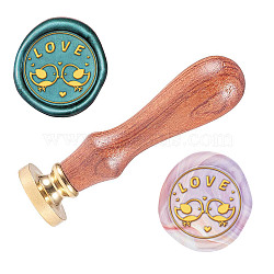 Wax Seal Stamp Set, Sealing Wax Stamp Solid Brass Head,  Wood Handle Retro Brass Stamp Kit Removable, for Envelopes Invitations, Gift Card, Word, 83x22mm(AJEW-WH0208-600)