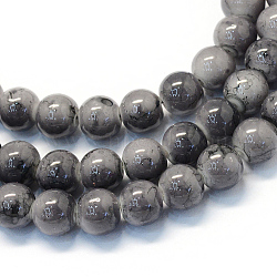 Baking Paint Glass Round Bead Strands, Gray, 6.5mm, Hole: 1.5mm, about 135~140pcs/strand, 31.8 inch(DGLA-Q019-6mm-66)