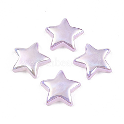 ABS Plastic Imitation Pearl Beads, Half Drilled, AB Color Plated, Star, Lilac, 19x20x4.5mm, Half Hole: 1.2mm(PACR-N013-03)