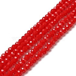 1 Strand Opaque Solid Red Color Faceted Crystal Glass Rondelle Beads Strands, 3x2mm, Hole: 1mm, about 138pcs/strand, 12.9 inch(X-EGLA-F049A-02)