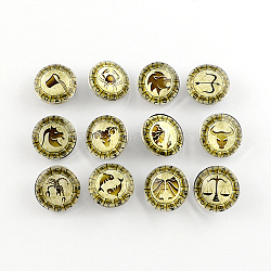 Brass Glass Jeans Buttons, Snap Buttons, Constellation/Zodiac Signs Chunk Buttons, Random Mixed Constellations, 18x10mm, Knob: 5mm(GLAA-S051-M)
