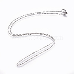 304 Stainless Steel Cable Chain Necklaces, with Lobster Claw Clasps, Stainless Steel Color, 17.71 inch(45cm)(X-NJEW-P248-01P)