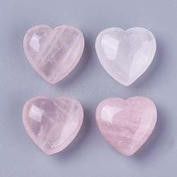 Natural Rose Quartz Heart Love Stone, Pocket Palm Stone for Reiki Balancing, 29~29.8x30~30.4x14.2~15mm(G-O174-13)