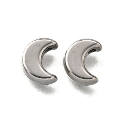 304 Stainless Steel Beads, Moon, Anti-Tarnish, Stainless Steel Color, 8x6.5x4mm, Hole: 1.4mm(STAS-V009-08P)