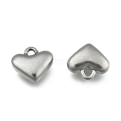 Tarnish Resistant 201 Stainless Steel Pendants, Puffed Heart Charms, Stainless Steel Color, 12x11x5mm, Hole: 2mm(X-STAS-Q069)