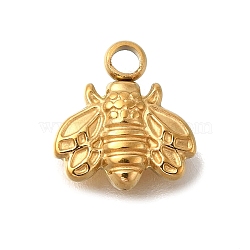 Ion Plating(IP) 304 Stainless Steel Charms, Bees Charm, Golden, 10.5x9.5x2mm, Hole: 1.8mm(STAS-M075-13G)