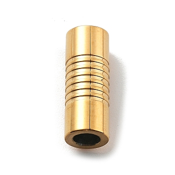 304 Stainless Steel Magnetic Clasps, Column, Ion Plating(IP), Real 18K Gold Plated, 18x7mm, Hole: 4mm