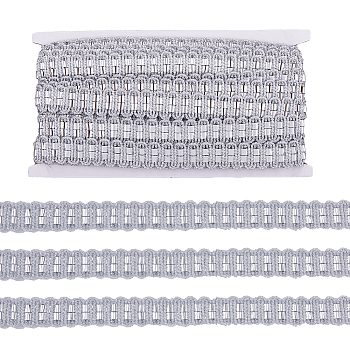 Metallic Polyester Ribbon, Wave Pattern, Silver, 3/4 inch(20mm), 15 yards/card