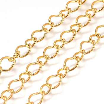 Iron Handmade Chains Figaro Chains Mother-Son Chains, Unwelded, Lead Free and Nickel Free and Cadmium Free, Golden, with Spool, Mother Link:5x8mm, 1mm thick, Son Link:3.5x4mm, 0.81mm thick, about 328.08 Feet(100m)/roll