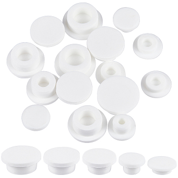 15Pcs 5 Styles Silicone Hole Plug Waterproof Plug, Snap in Hole Plugs, for Furniture Fencing, White, 23~36x8~14mm, Inner Diameter: 15~26.5mm, 3pcs/style