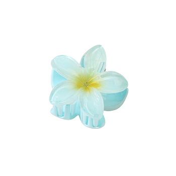 Flower Shape Plastic Claw Hair Clips, Hair Accessories for Women Girl, Sky Blue, 40mm