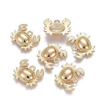 Alloy Pendants, Lead Free & Nickel Free & Cadmium Free, Crab, Real 18K Gold Plated, 15x17x4mm, Hole: 1.6mm