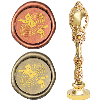 DIY Scrapbook, Brass Wax Seal Stamp and Alloy Handles, Cat Pattern, 103mm, Stamps: 2.5x1.45cm