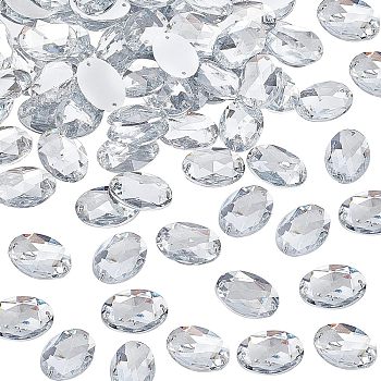 Fingerinspire 100Pcs Sew on Rhinestone, Acrylic Rhinestone, Garments Accessories, Faceted, Oval, Clear, 18x25mm