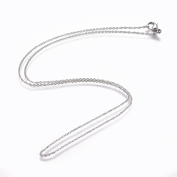 304 Stainless Steel Cable Chain Necklaces, with Lobster Claw Clasps, Stainless Steel Color, 17.71 inch(45cm)