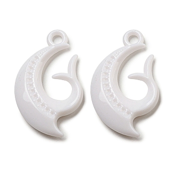 Opaque Acrylic Pendants, Moon and Fishtail, 38x23x5.5mm, Hole: 3.5mm, about 315pcs/500g