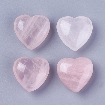 Natural Rose Quartz Heart Love Stone, Pocket Palm Stone for Reiki Balancing, 29~29.8x30~30.4x14.2~15mm