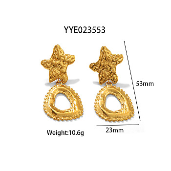 Fashionable Irregular Stainless Steel Stud Earrings for Women, Golden, Star, 53x23mm