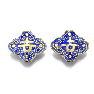 Blue Rhombus Brass Beads