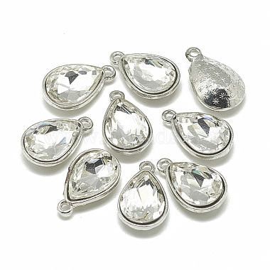 Platinum Clear Drop Alloy+Glass Charms
