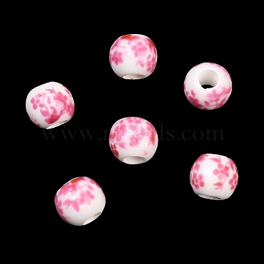 花柄プリントの磁器ビーズ(X-PORC-Q201-6mm-3)-2