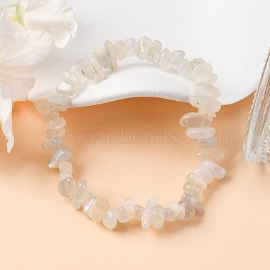 Bracelets blanc pierre de lune extensibles naturelles(BJEW-JB03681-09)-4