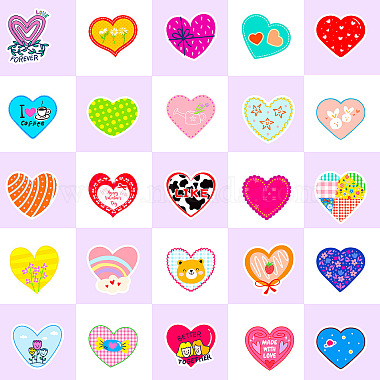 50Pcs Valentine's Day Waterproof Vinyl Heart Stickers Set(PW-WG30645-01)-2
