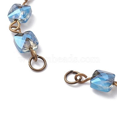 Square Faceted Glass Beaded Link Chain Bracelet Making(AJEW-JB01150-48)-2