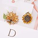 2Pcs 2 Style Sunflower and Bee Clear Cubic Zirconia Badges Pins with Enamel(JX167A)-4