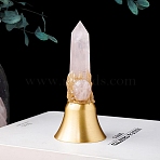 Natural Rose Quartz Bell Display Decoration, for Home Office Desktop Decoration, 60~70mm(PW-WGAB64F-03)