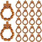 30Pcs Wooden Stretch Finger Rings, Cross, Goldenrod, Inner Diameter: 22mm(RJEW-DC0001-22)