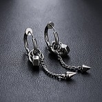 304 Stainless Steel Cuff Hoop Earrings for Men, Cone, Stainless Steel Color, 50mm(WG41879-02)