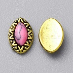 Zinc Alloy Cabochons, with Plastic Beads, Nail Art Decoration Accessories for Women,  Antique Golden, Horse Eye, 9x5.5x2mm(MRMJ-WH0320-05G-02)
