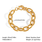 304 Stainless Steel Cable Chain Bracelets for Women, with Toggle Clasps, Real 18K Gold Plated, 7-1/2 inch(19cm)(HO5603-1)