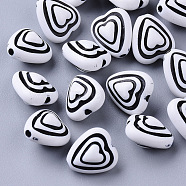 Craft Style Acrylic Beads, Heart, Black, 12x11x8mm, Hole: 1.5mm(X-MACR-T035-006A)
