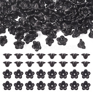 Jewelry 100Pcs Opaque Resin Bead Caps, 5-Petal Flower, Black, 11.5x12x6.5mm, Hole: 1.5mm(RESI-PJ0001-04)