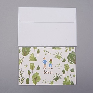 Envelope and Floral Pattern Thank You Cards Sets, for Mother's Day Valentine's Day Birthday Thanksgiving Day, Olive Drab, 9.1x13.6x0.03cm, 16.9x12.8x0.06cm, 2pcs/set(DIY-WH0161-23F)