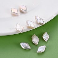 Natural Keshi Pearl Beads, Cultured Freshwater Pearl, No Hole/Undrilled, Rhombus, Seashell Color, 15~18x9~11x4~6mm(PEAR-N020-I02)