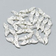 925 Sterling Silver Beads, Wing, Silver, 4x14x2.5mm, Hole: 1mm(X-STER-T002-284S)