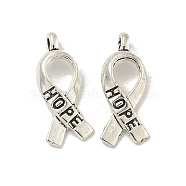 Awareness Ribbon Hope Tibetan Style Alloy Pendants, Cadmium Free & Lead Free, Antique Silver, 19x7.5x4mm, Hole: 2mm, about 1810pcs/1000g(TIBEP-R344-11AS-LF)