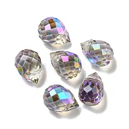 Electroplate Glass Beads, Faceted, Half Rainbow Plated, Teardrop, Orchid, 9.5x8mm, Hole: 1.2mm(EGLA-A041-02-HR02)