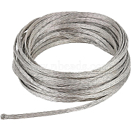 Braided Tinned Wire, Flat, Platinum, 3~4x0.8mm, about 26.25 Feet(8m)/pc(CWIR-WH0014-02A-01)