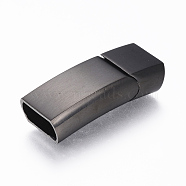 304 Stainless Steel Magnetic Clasps with Glue-in Ends, Rectangle, Gunmetal, 33x13.5x8mm, Hole: 6x11.5mm(X-STAS-F130-49B)