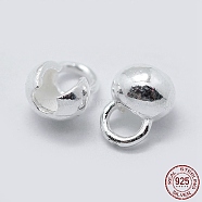 925 Sterling Silver Bead Tips Knot Covers, Silver, 6.1x3.5mm, Hole: 2mm, Inner Diameter: 2mm(STER-K171-48S-02)