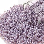 TOHO Round Seed Beads, Japanese Seed Beads, (2121) Silver Lined Light Lavender Opal, 11/0, 2.2mm, Hole: 0.8mm, about 1110pcs/bottle, 10g/bottle(SEED-JPTR11-2121)