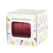 Nylon Thread, Rattail Satin Cord, Dark Red, 1.0mm, about 76.55 yards(70m)/roll(NWIR-JP0013-1.0mm-122)